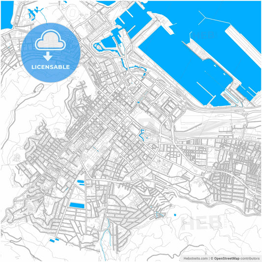 Cape Town, South Africa, city map with high resolution roads.