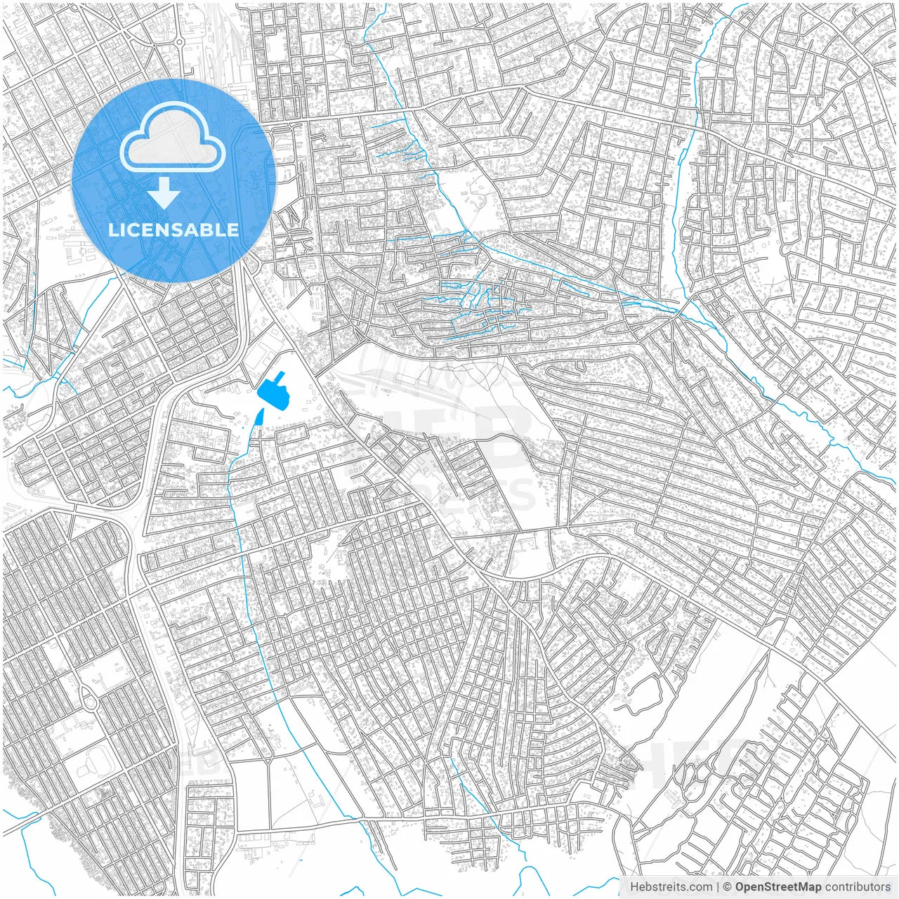 Lubumbashi, DR Congo, city map with high resolution roads.