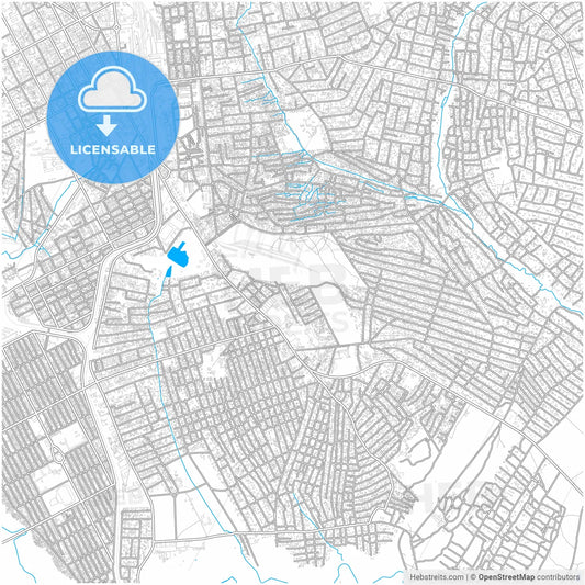 Lubumbashi, DR Congo, city map with high resolution roads.
