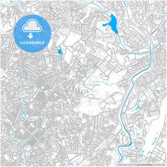 Yaounde, Cameroon, city map with high resolution roads.
