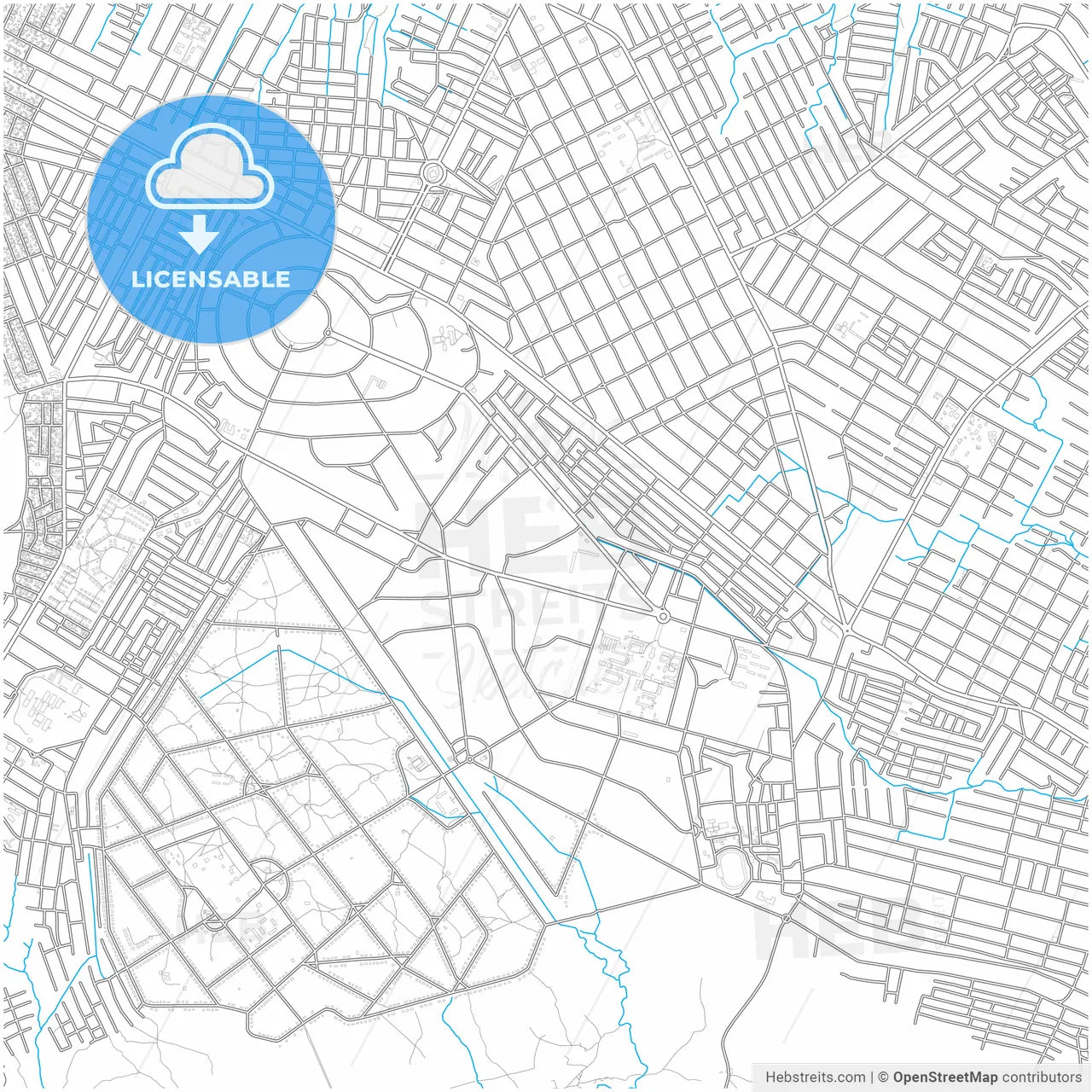Mbuji-Mayi, DR Congo, city map with high resolution roads.