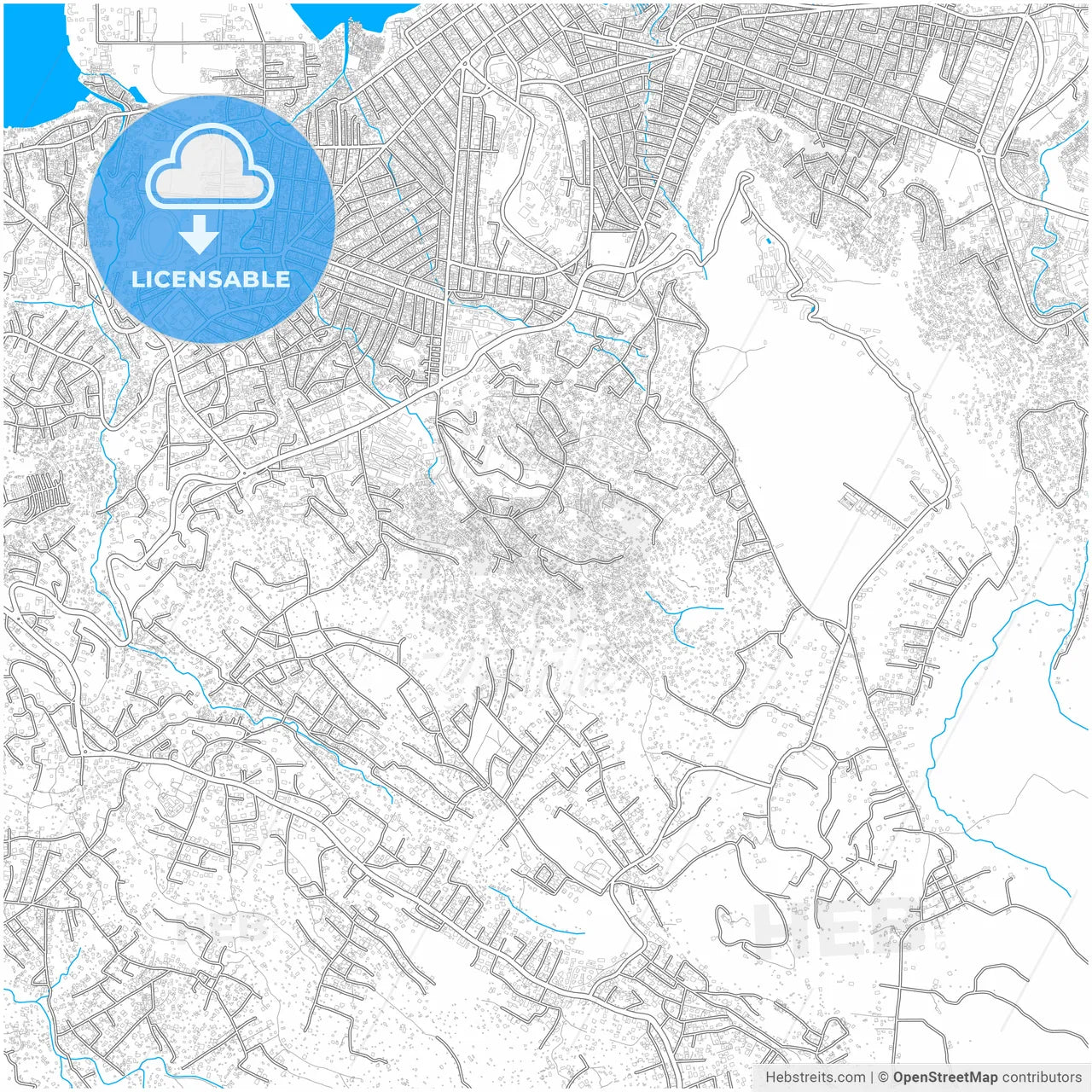 Freetown, Sierra Leone, city map with high resolution roads.