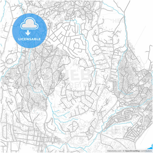 Blantyre, Malawi, city map with high resolution roads.