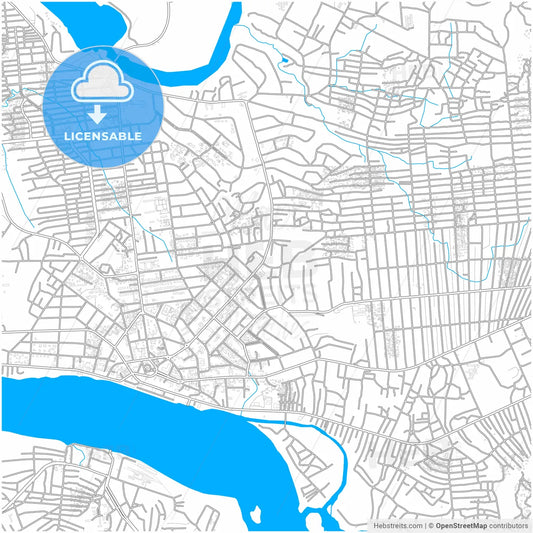 Kisangani, DR Congo, city map with high resolution roads.