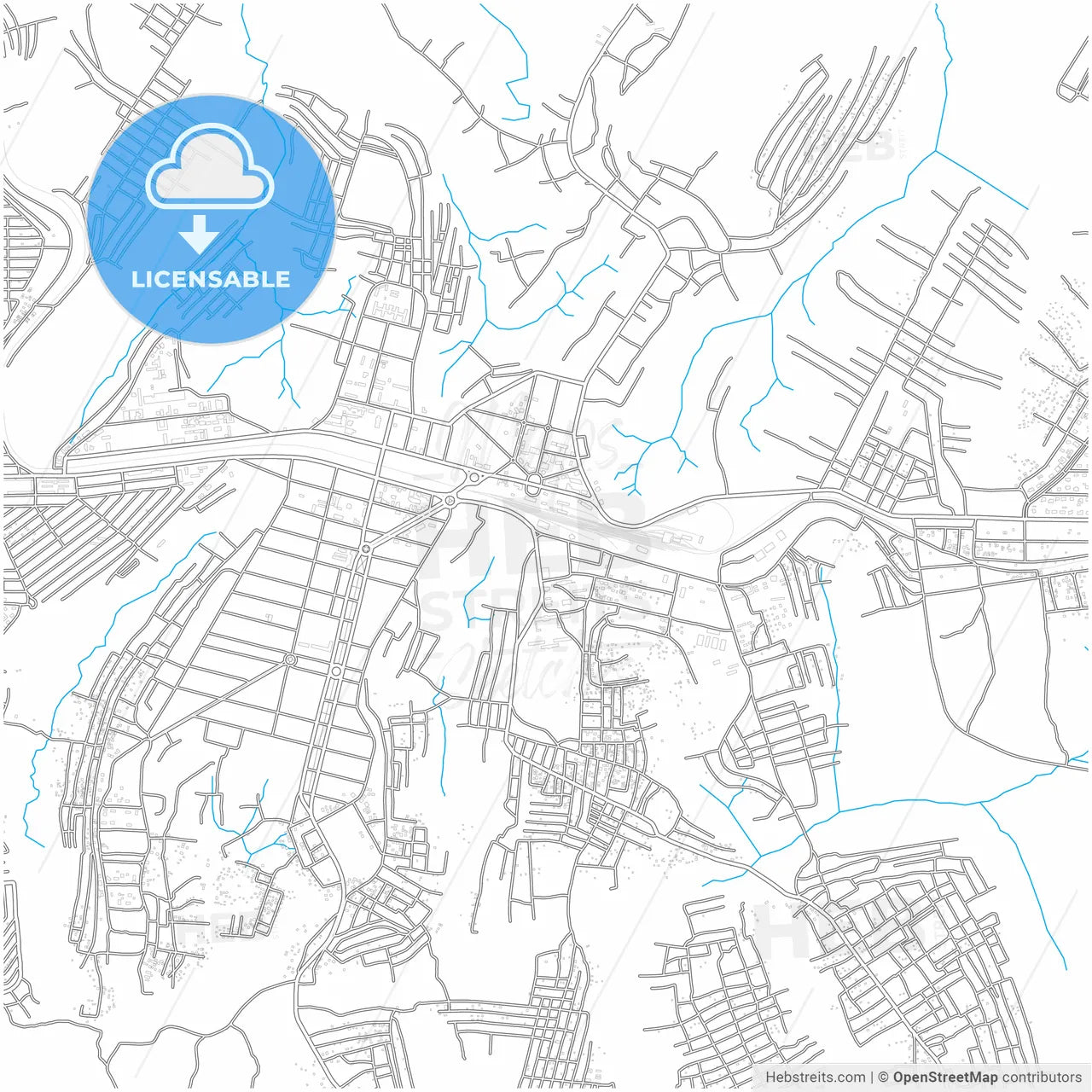 Kananga, DR Congo, city map with high resolution roads.
