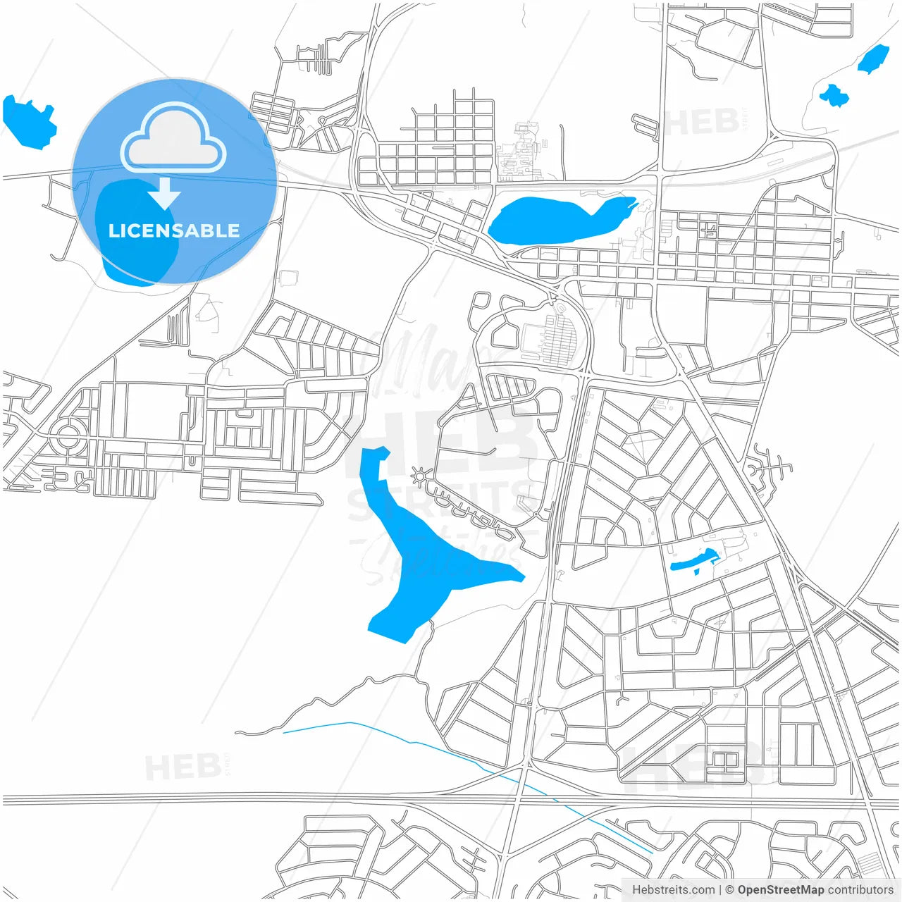 Boksburg, South Africa, city map with high resolution roads.