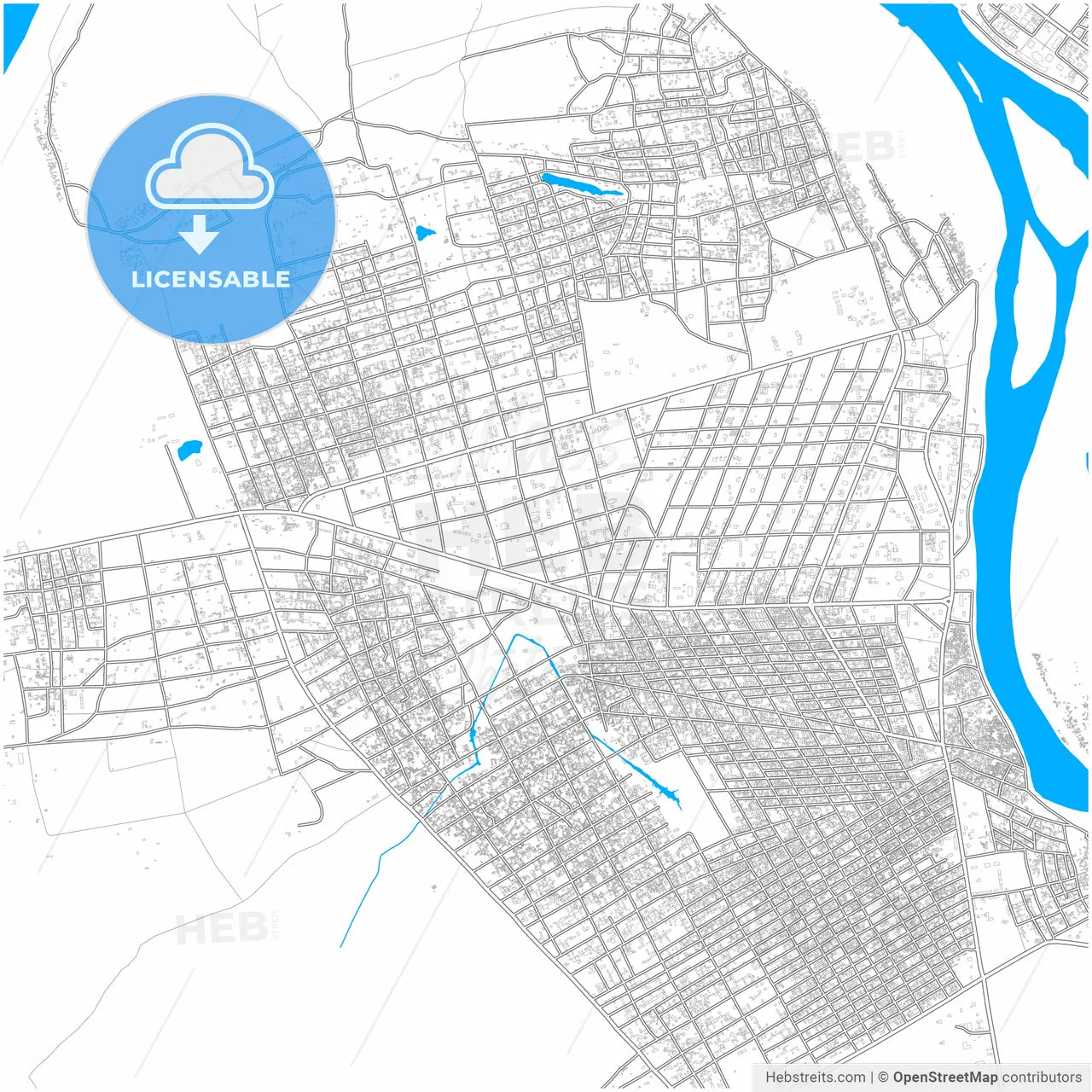 Kousseri, Cameroon, city map with high resolution roads.