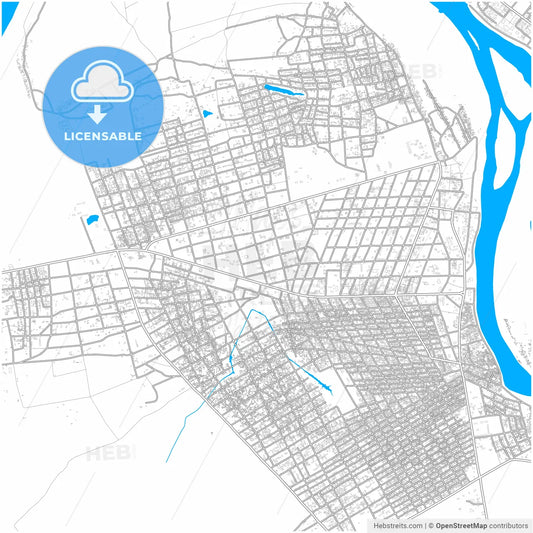 Kousseri, Cameroon, city map with high resolution roads.
