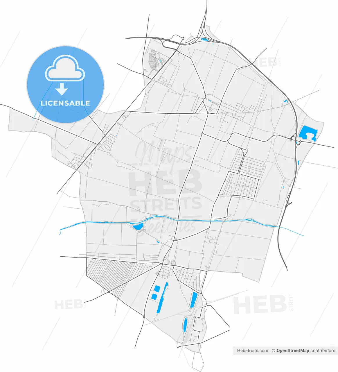 Gerasdorf bei Wien, Lower Austria, Austria, high resolution vector map - Instant download PDF and JPG