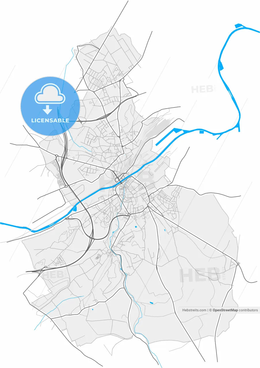 Châtelet, Hainaut, Belgium, high resolution vector map - Instant download PDF and JPG