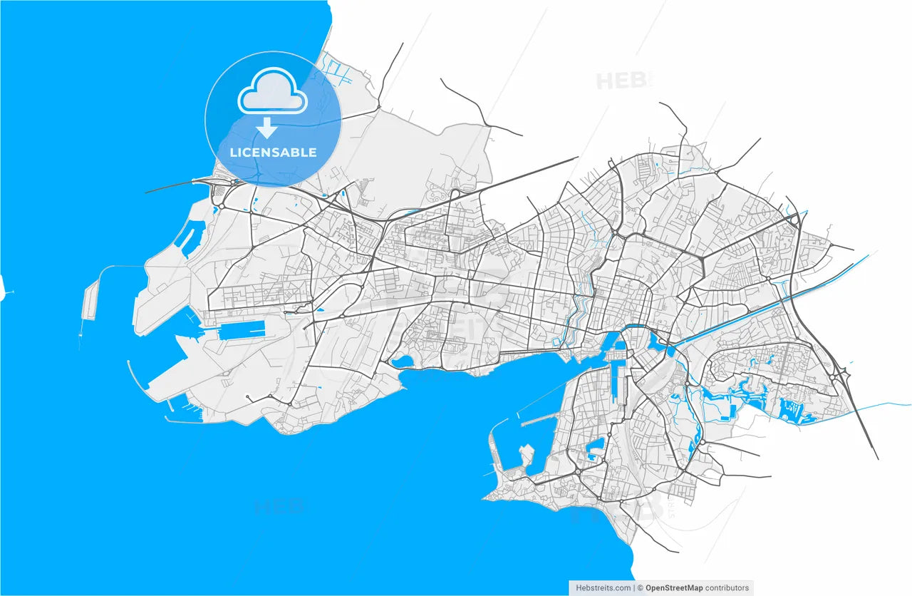 La Rochelle, Charente-Maritime, France, high resolution vector map - Instant download PDF and JPG