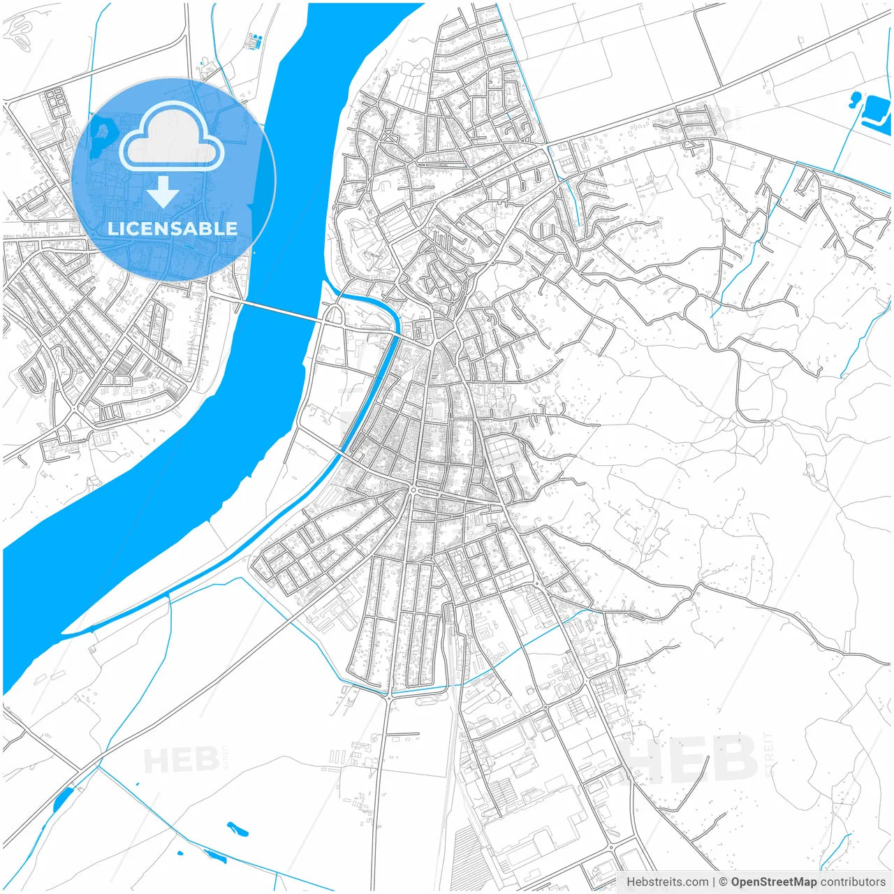 Esztergom, Komárom-Esztergom, Hungary, city map with high resolution roads.