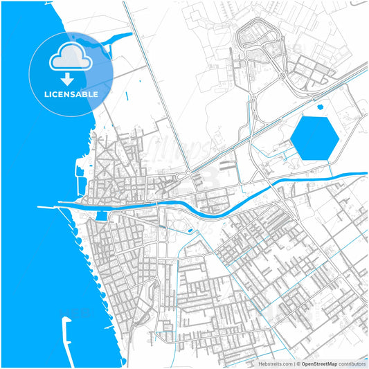 Fiumicino, Lazio, Italy, city map with high resolution roads.