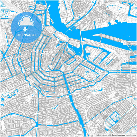 Amsterdam, North Holland, Netherlands, city map with high resolution roads.