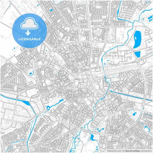 Eindhoven, North Brabant, Netherlands, city map with high resolution roads.