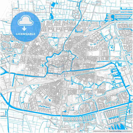 Leeuwarden, Friesland, Netherlands, city map with high resolution roads.