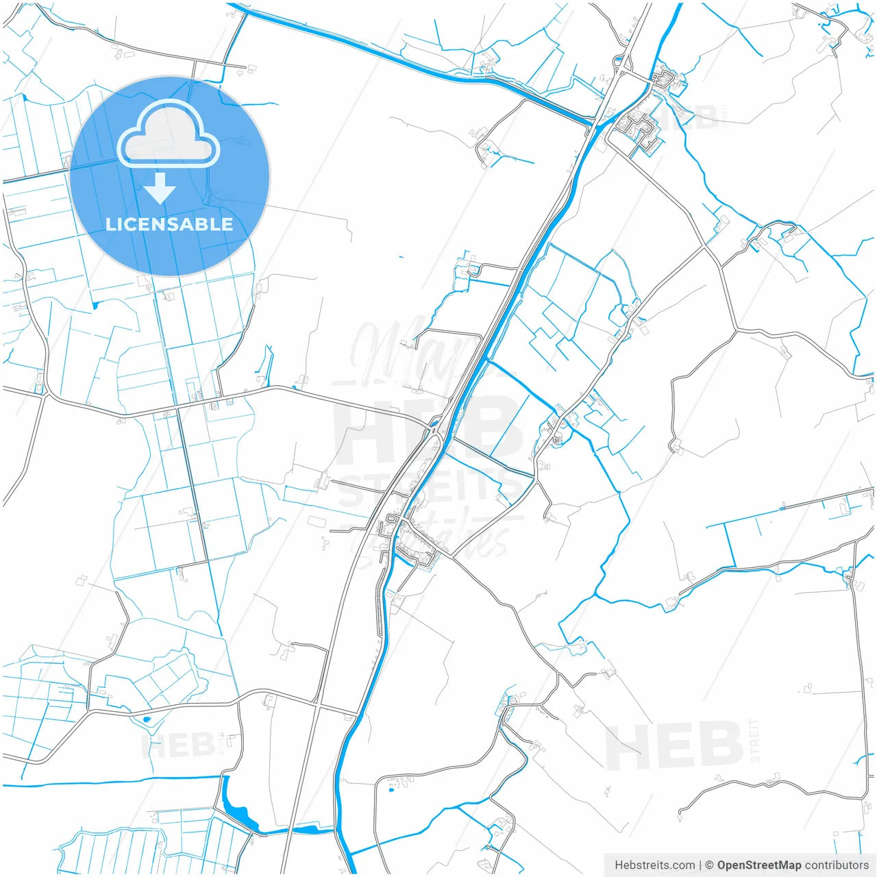 Súdwest-Fryslân, Friesland, Netherlands, city map with high resolution roads.