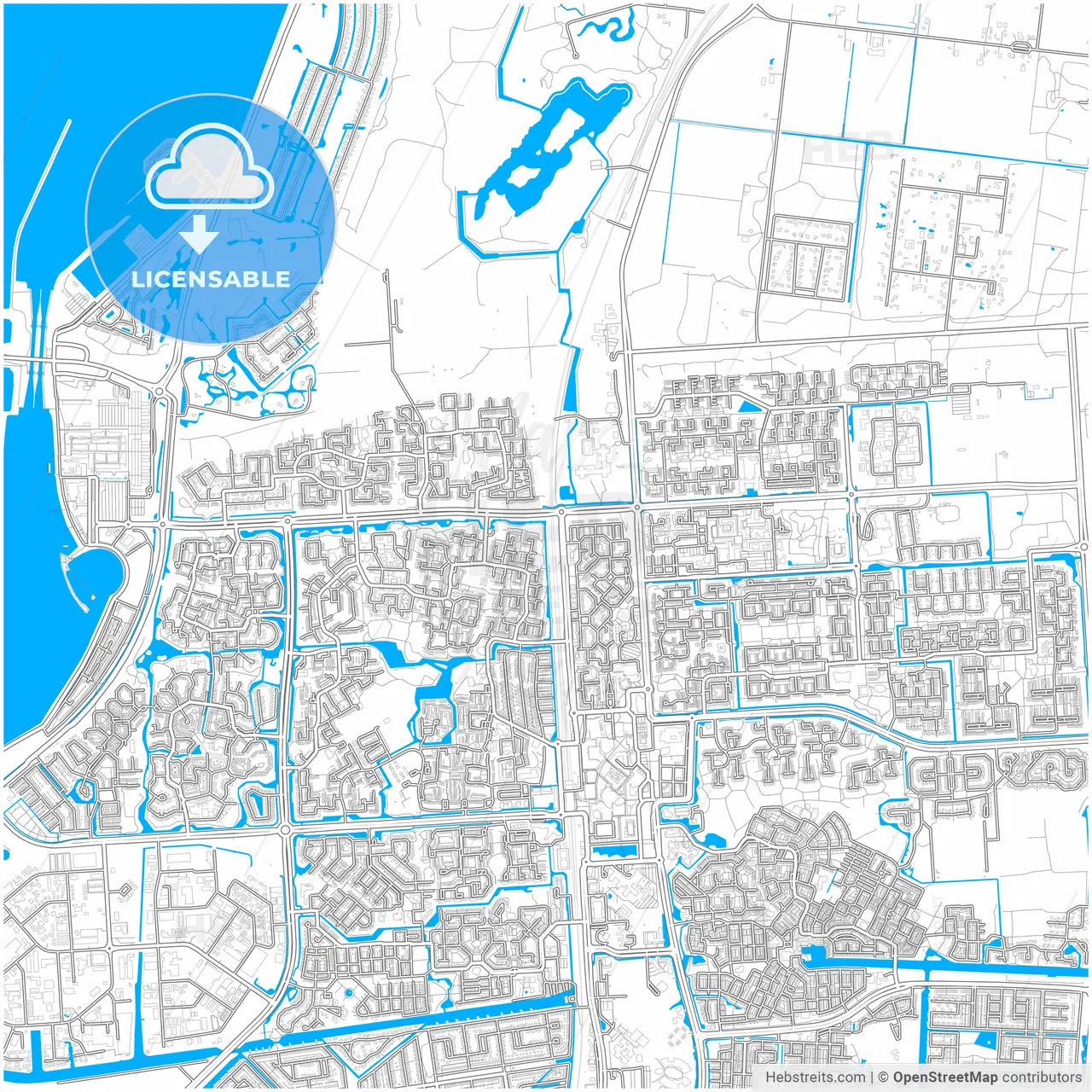 Lelystad, Flevoland, Netherlands, city map with high resolution roads.