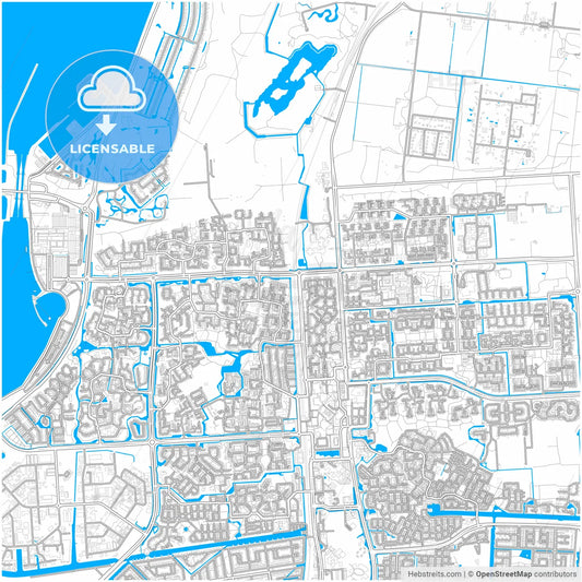 Lelystad, Flevoland, Netherlands, city map with high resolution roads.