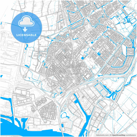 Beverwijk, North Holland, Netherlands, city map with high resolution roads.