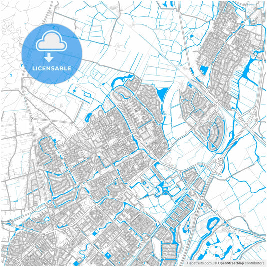 Heemskerk, North Holland, Netherlands, city map with high resolution roads.
