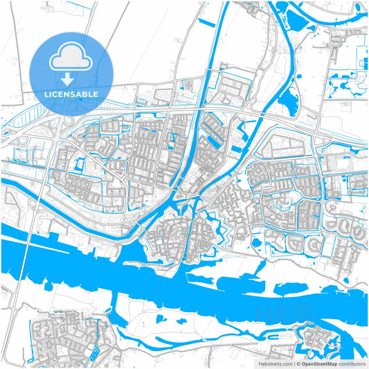 Gorinchem, South Holland, Netherlands, city map with high resolution roads.