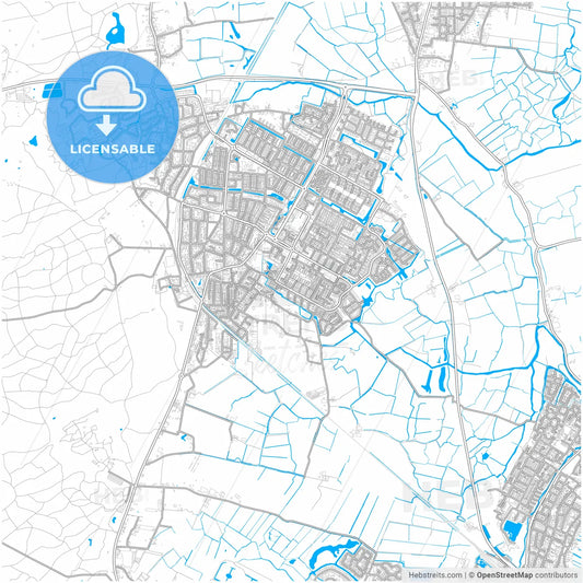 Castricum, North Holland, Netherlands, city map with high resolution roads.