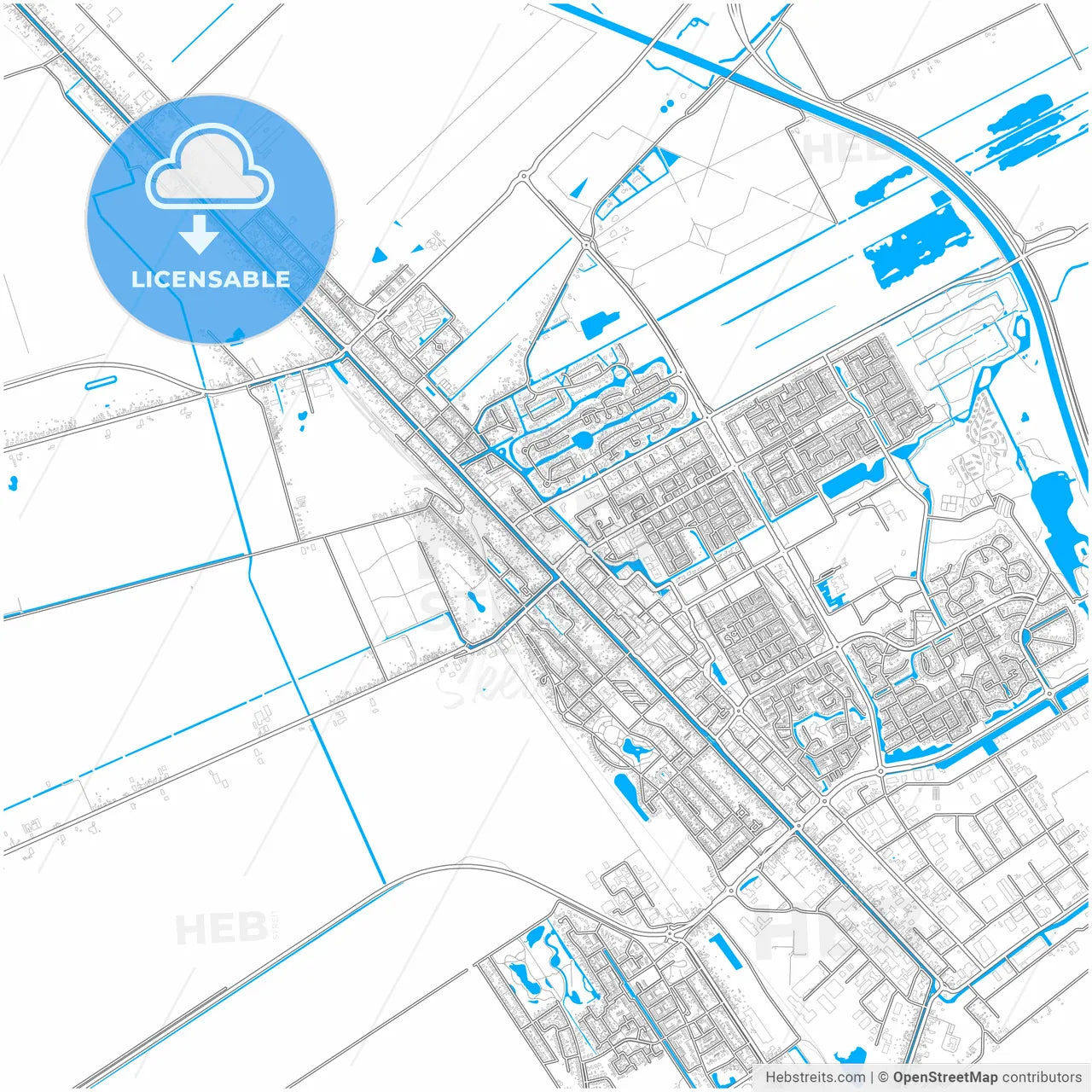 Stadskanaal, Groningen, Netherlands, city map with high resolution roads.