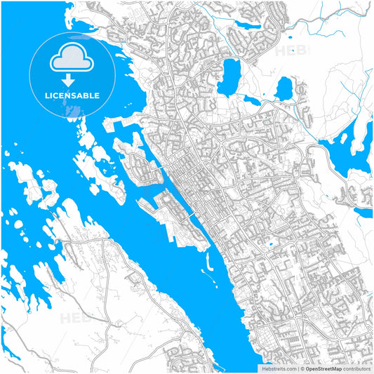 Haugesund, Rogaland, Norway, city map with high resolution roads.