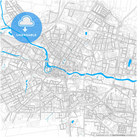 Bydgoszcz, Kuyavian-Pomeranian, Poland, city map with high resolution roads.