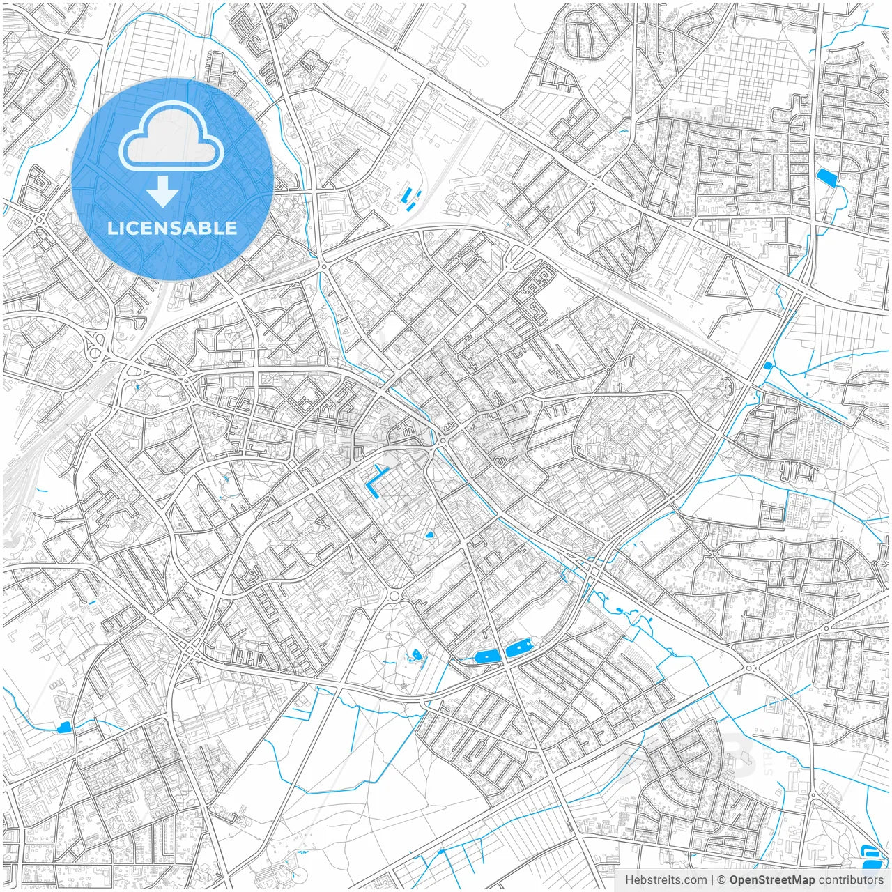 Białystok, Podlaskie, Poland, city map with high resolution roads.