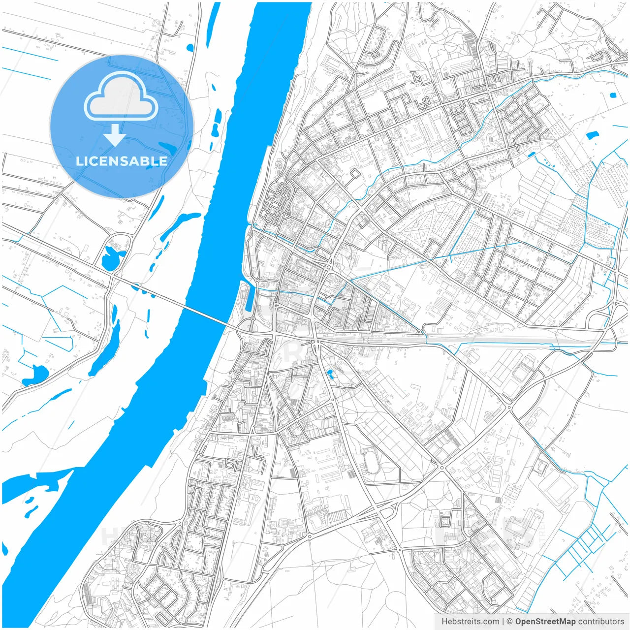 Grudziądz, Kuyavian-Pomeranian, Poland, city map with high resolution roads.