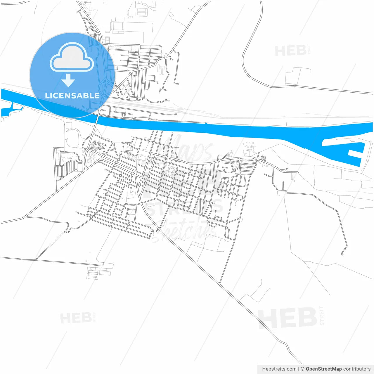 Medgidia, Constanța, Romania, city map with high resolution roads.