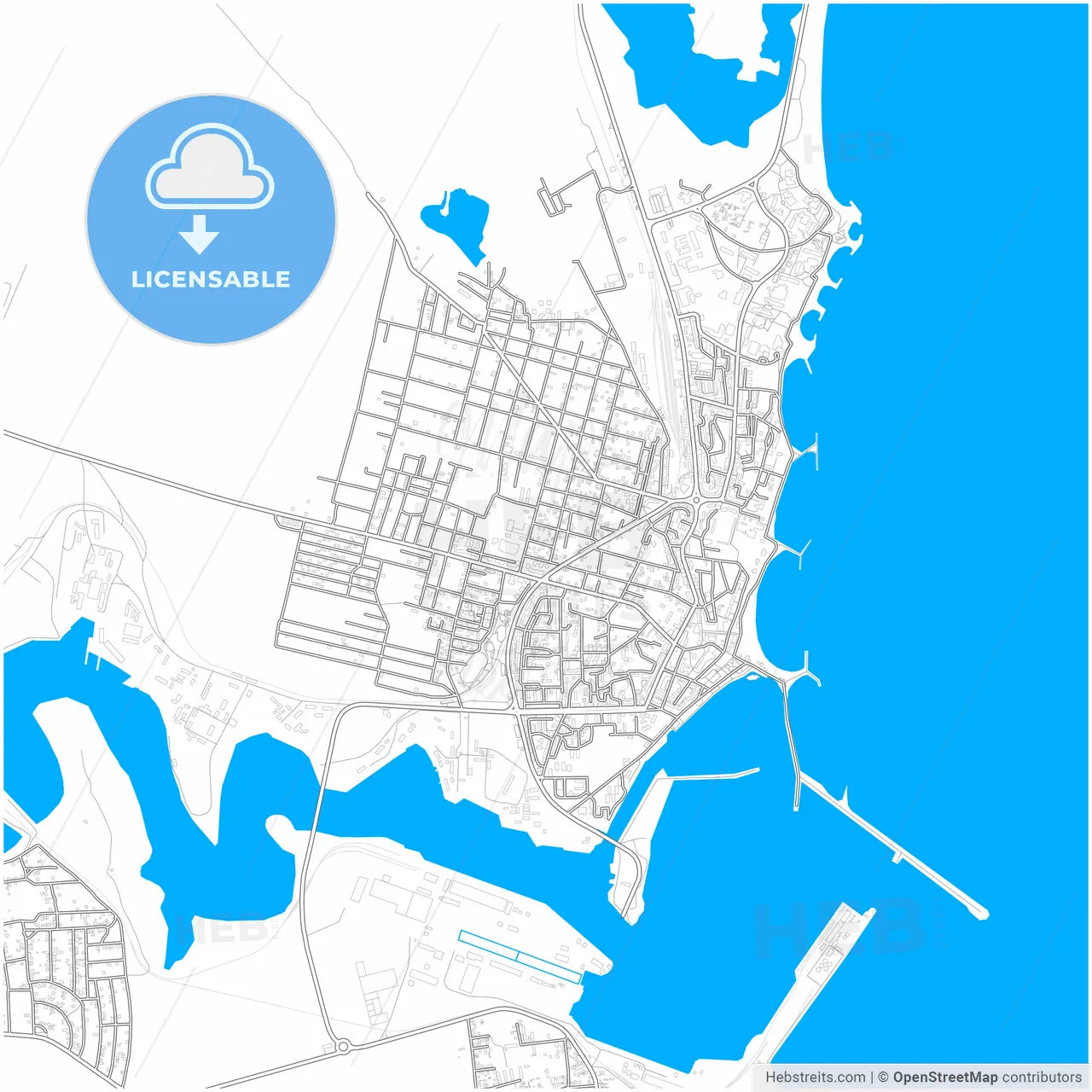Mangalia, Constanța, Romania, city map with high resolution roads.