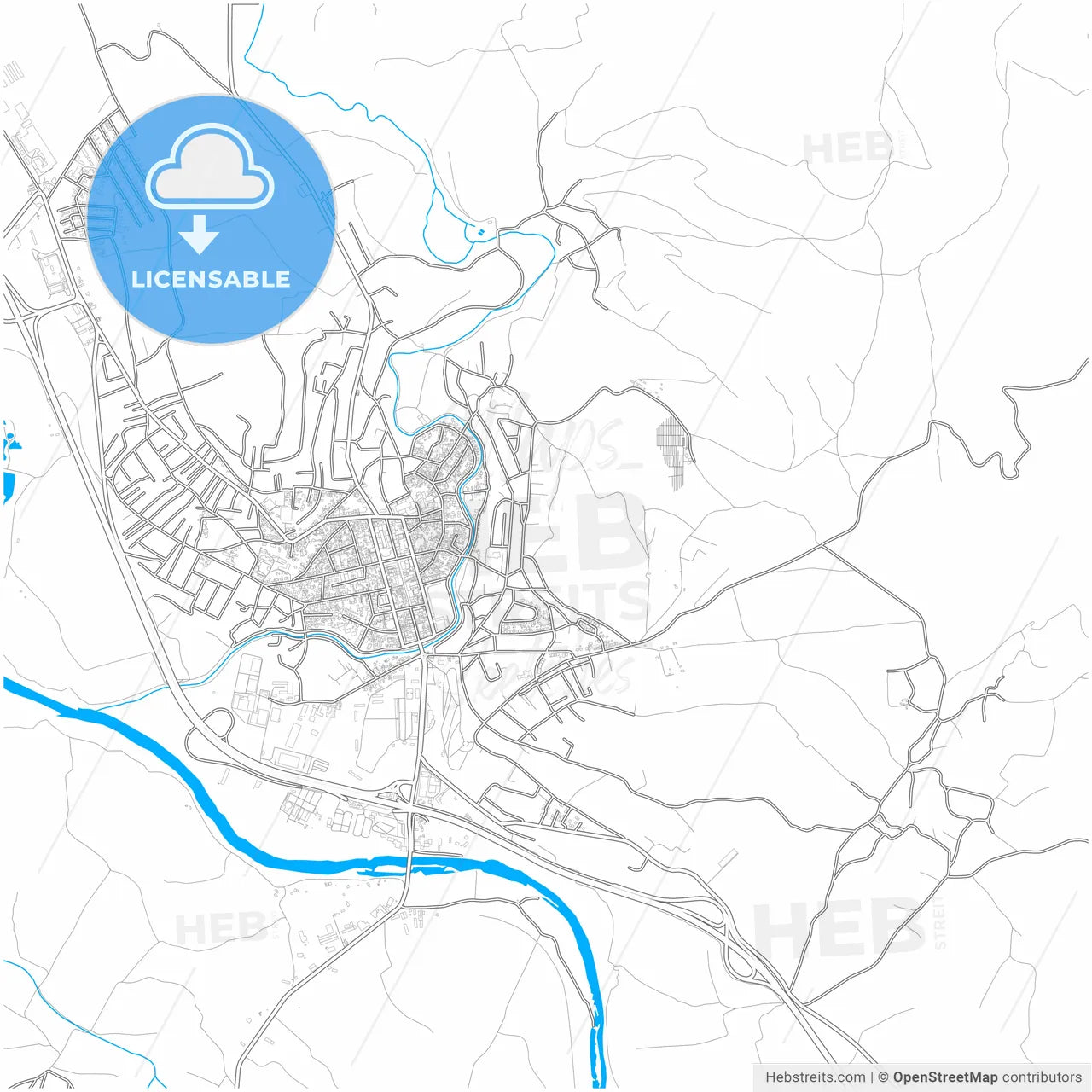 Aleksinac, Nišava, Serbia, city map with high resolution roads.