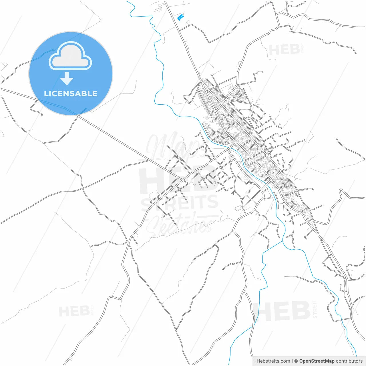 Petrovac na Mlavi, Braničevo, Serbia, city map with high resolution roads.