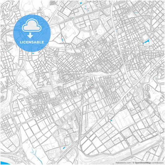 L Hospitalet de Llobregat, Barcelona, Spain, city map with high resolution roads.