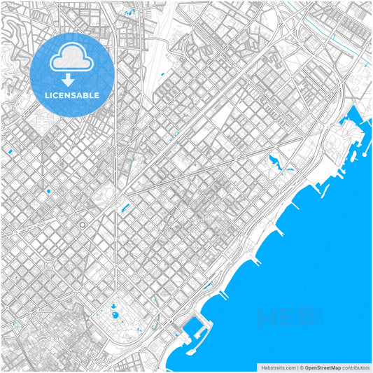 Sant Martí, Barcelona, Spain, city map with high resolution roads.