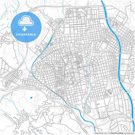 Terrassa, Barcelona, Spain, city map with high resolution roads.
