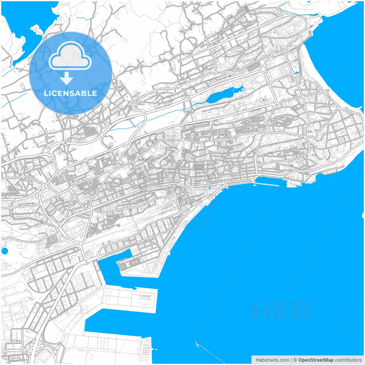 Santander, Cantabria, Spain, city map with high resolution roads.