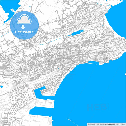 Santander, Cantabria, Spain, city map with high resolution roads.