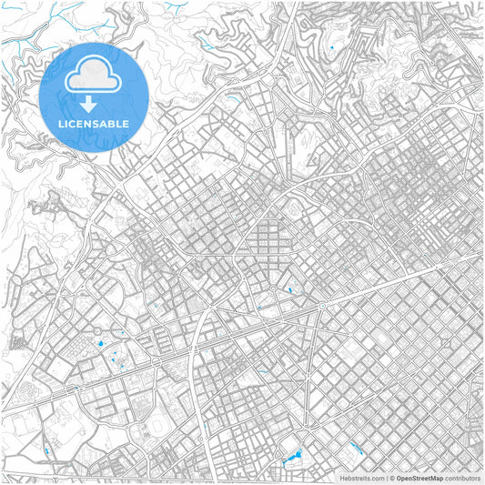 Sarrià-Sant Gervasi, Barcelona, Spain, city map with high resolution roads.
