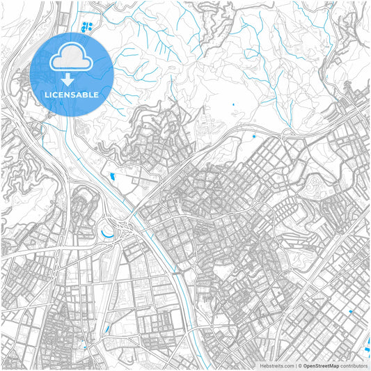 Santa Coloma de Gramenet, Barcelona, Spain, city map with high resolution roads.