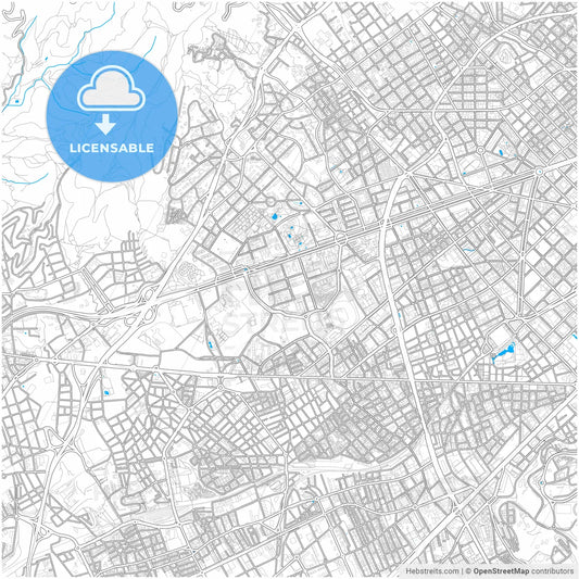 les Corts, Barcelona, Spain, city map with high resolution roads.