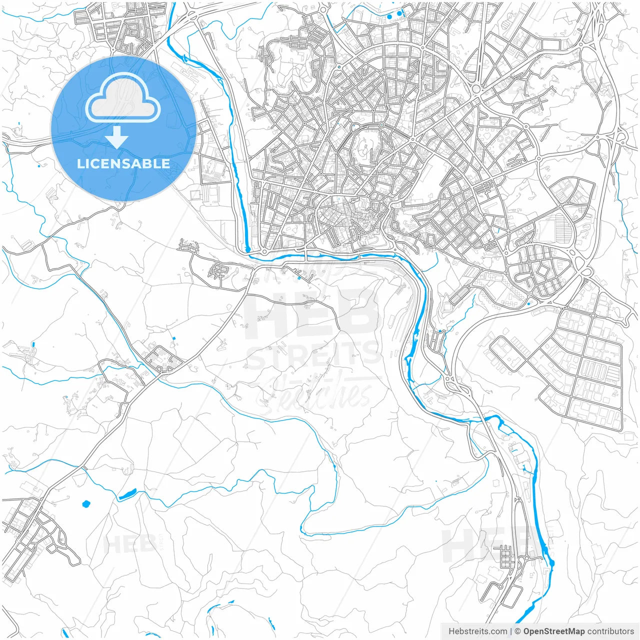 Manresa, Barcelona, Spain, city map with high resolution roads.