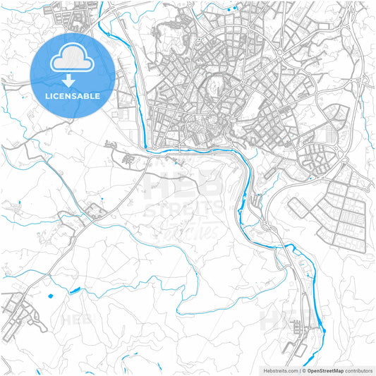 Manresa, Barcelona, Spain, city map with high resolution roads.
