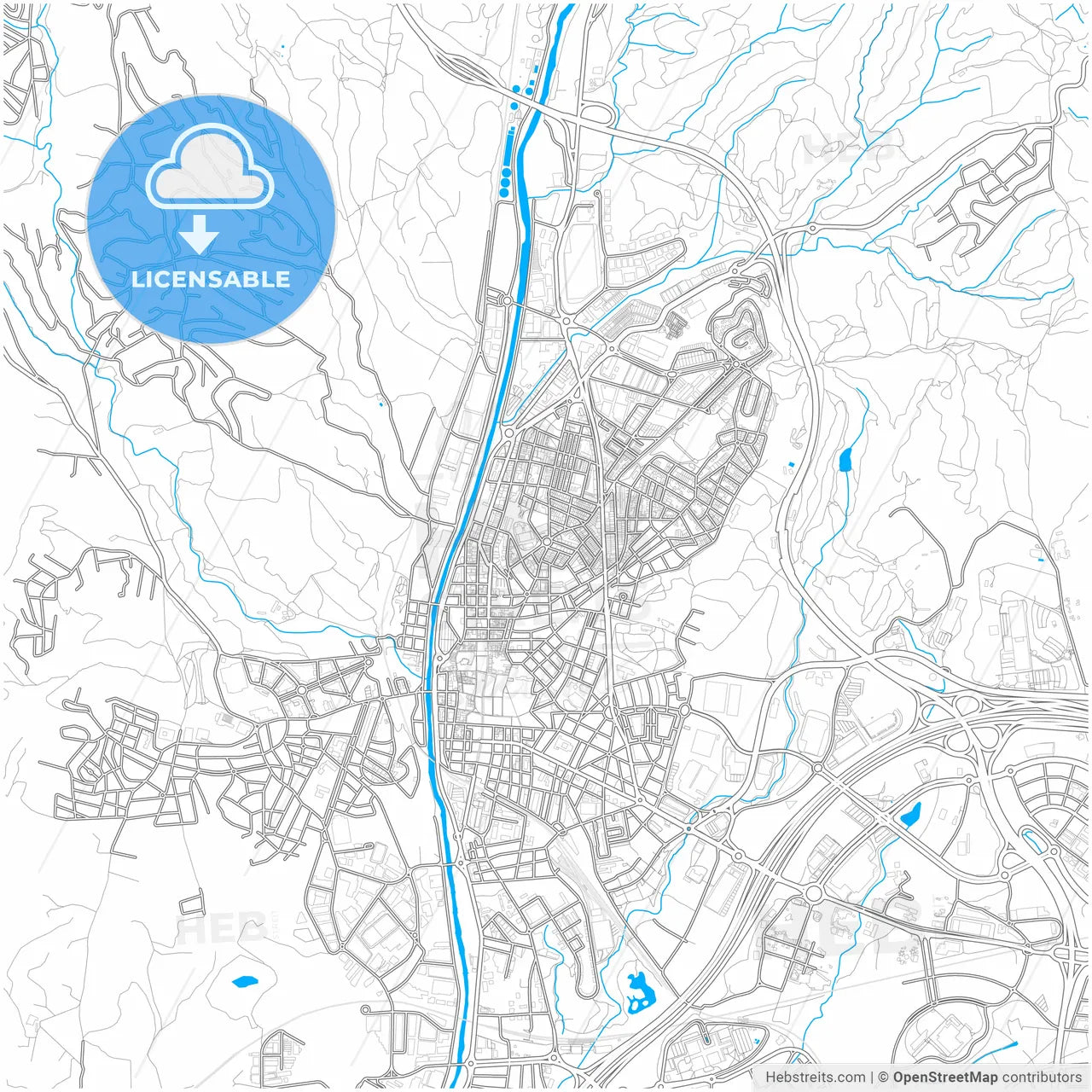 Rubí, Barcelona, Spain, city map with high resolution roads.