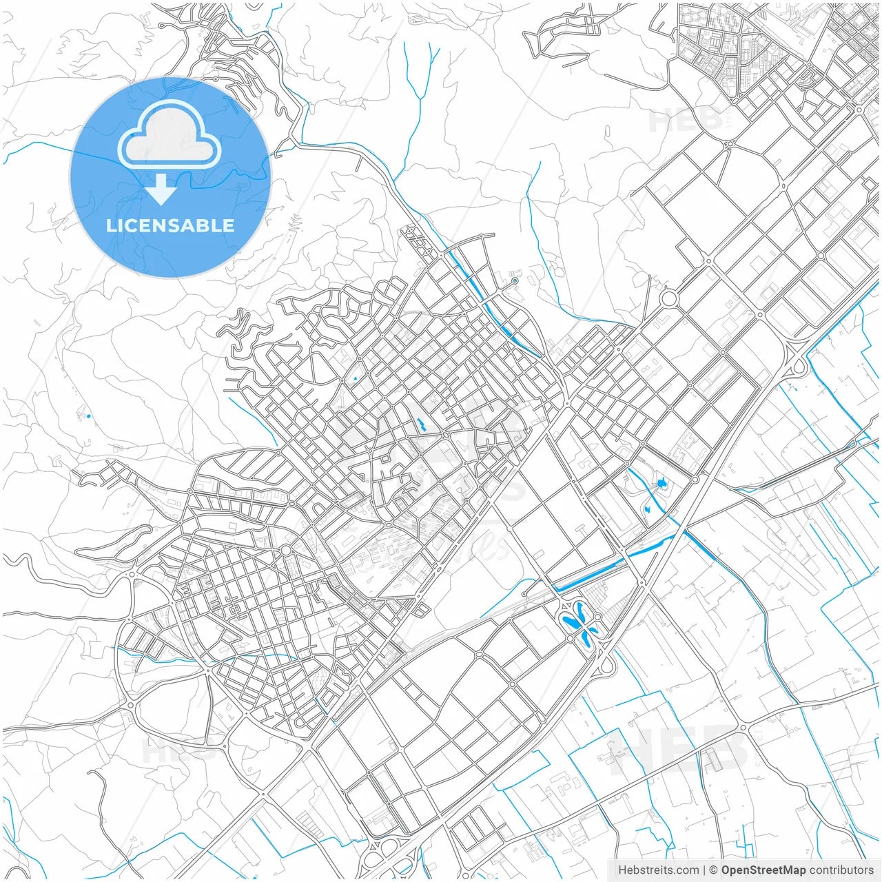 Viladecans, Barcelona, Spain, city map with high resolution roads.