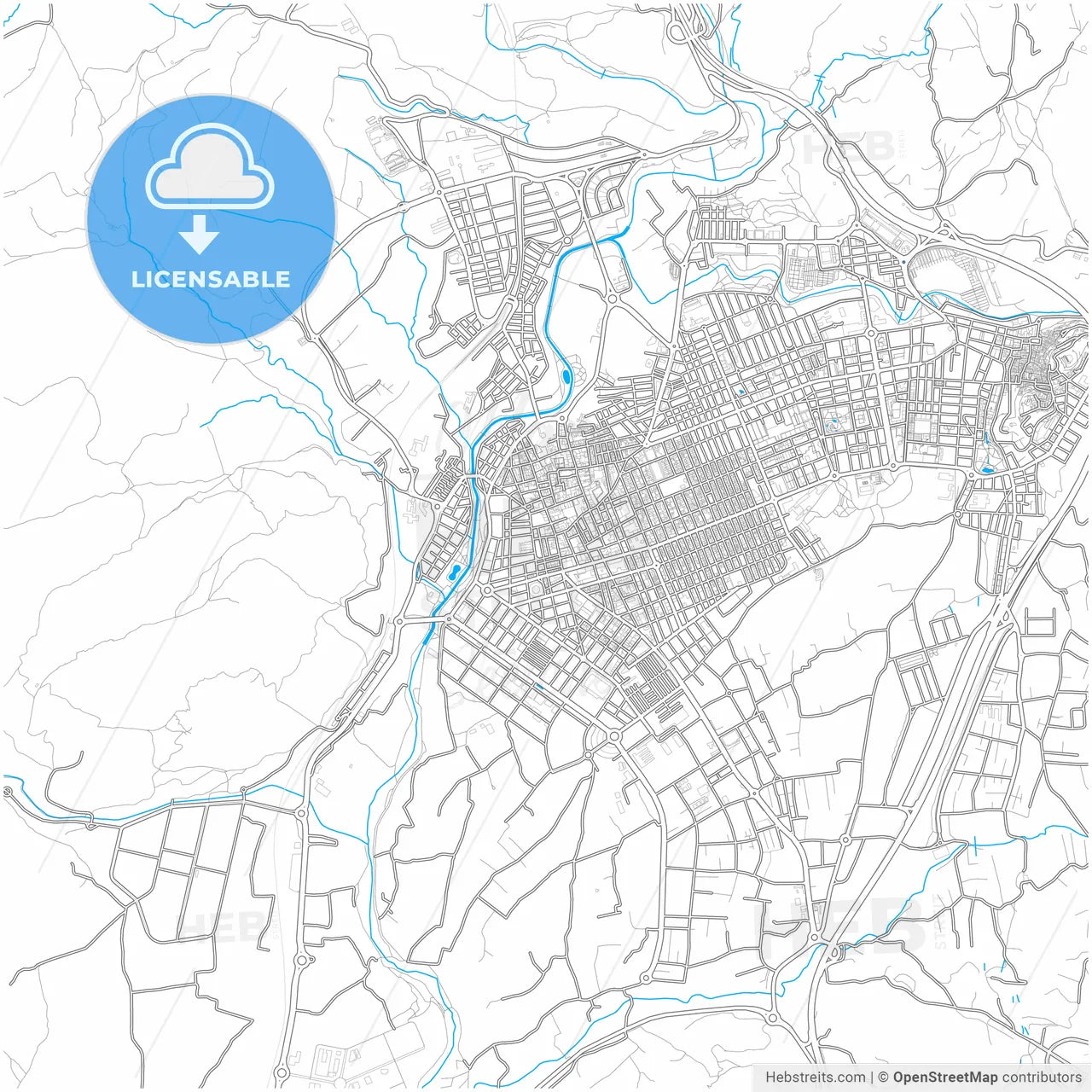 Elda, 3600, Spain, city map with high resolution roads.