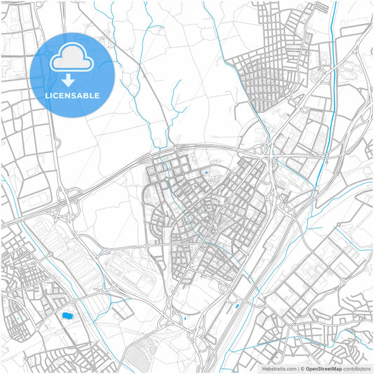 Mollet del Vallès, Barcelona, Spain, city map with high resolution roads.